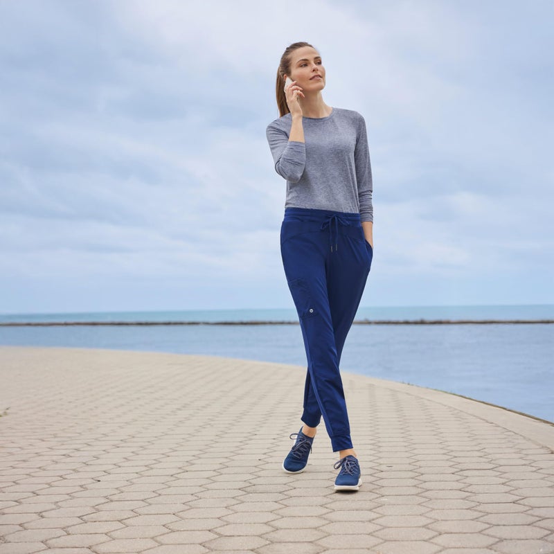 BARCO One Boost Classic Fit Scrub Jogger for Women â€“ Indigo, 3-Pocket Mid-Rise Pants w/ 360 Spandex Stretch, Moisture Wicking, Anti-Static and Quick-Shed â€“ Small, Petite Fit - Image 3